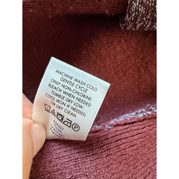 Ann Taylor‎ XS Marled Burgundy Open Front Cardigan Sweater Pockets - Picture 7 of 11